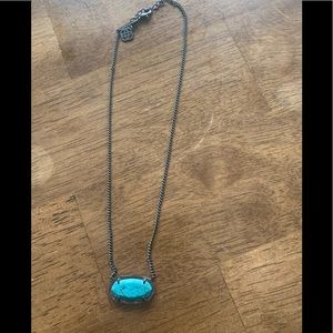 Kendra Scott Turquoise & Gunmetal Pendant Necklace